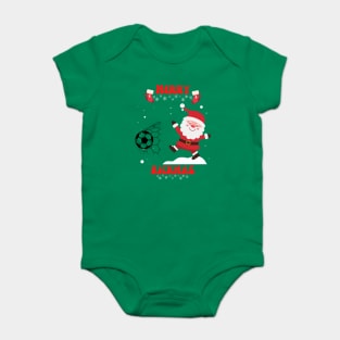 Merry kickmas - Christmas football and soccer santa Baby Bodysuit